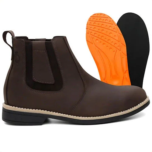 Bota Botina Masculina Chelsea 100% Couro Palmilhas De Gel