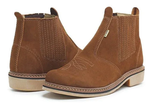 Bota Botina Tradicional Couro Bovino Palmilha De Couro