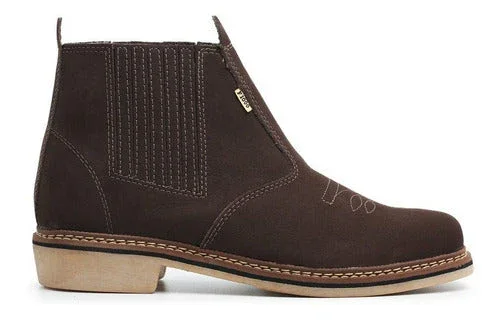 Botina Bico Quadrado Trabalho Passeio Couro Legítimo F1000