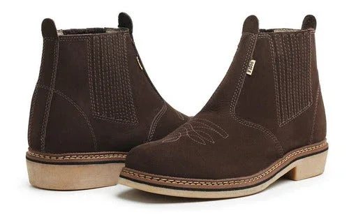 Botina Bico Quadrado Trabalho Passeio Couro Legítimo F1000