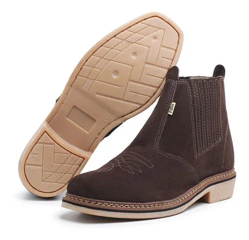 Botina Bico Quadrado Trabalho Passeio Couro Legítimo F1000