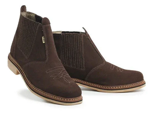 Botina Bico Quadrado Trabalho Passeio Couro Legítimo F1000