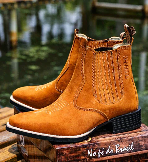 Botina Masculina Vira Francesa - Artesanal e Clássica