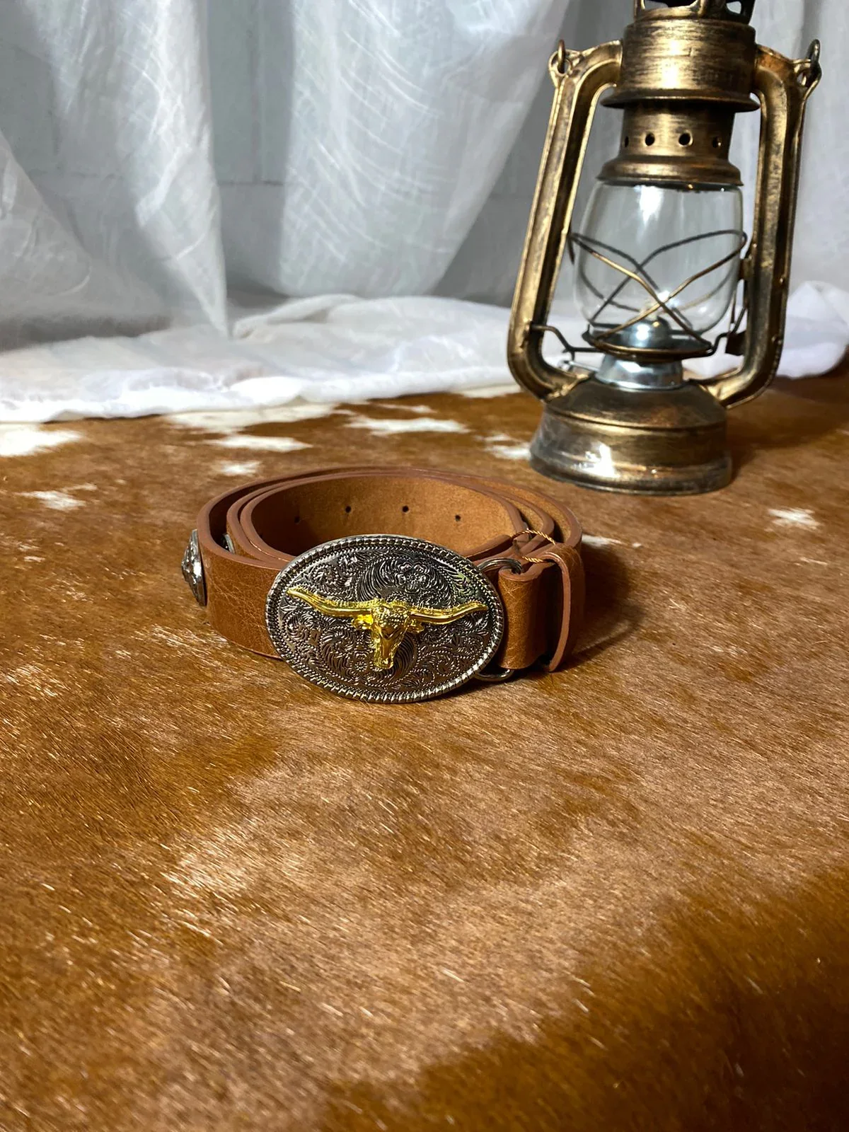 Cinto Com Fivelas Long Horn