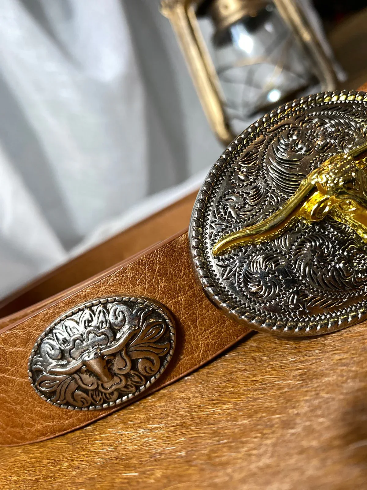 Cinto Com Fivelas Long Horn