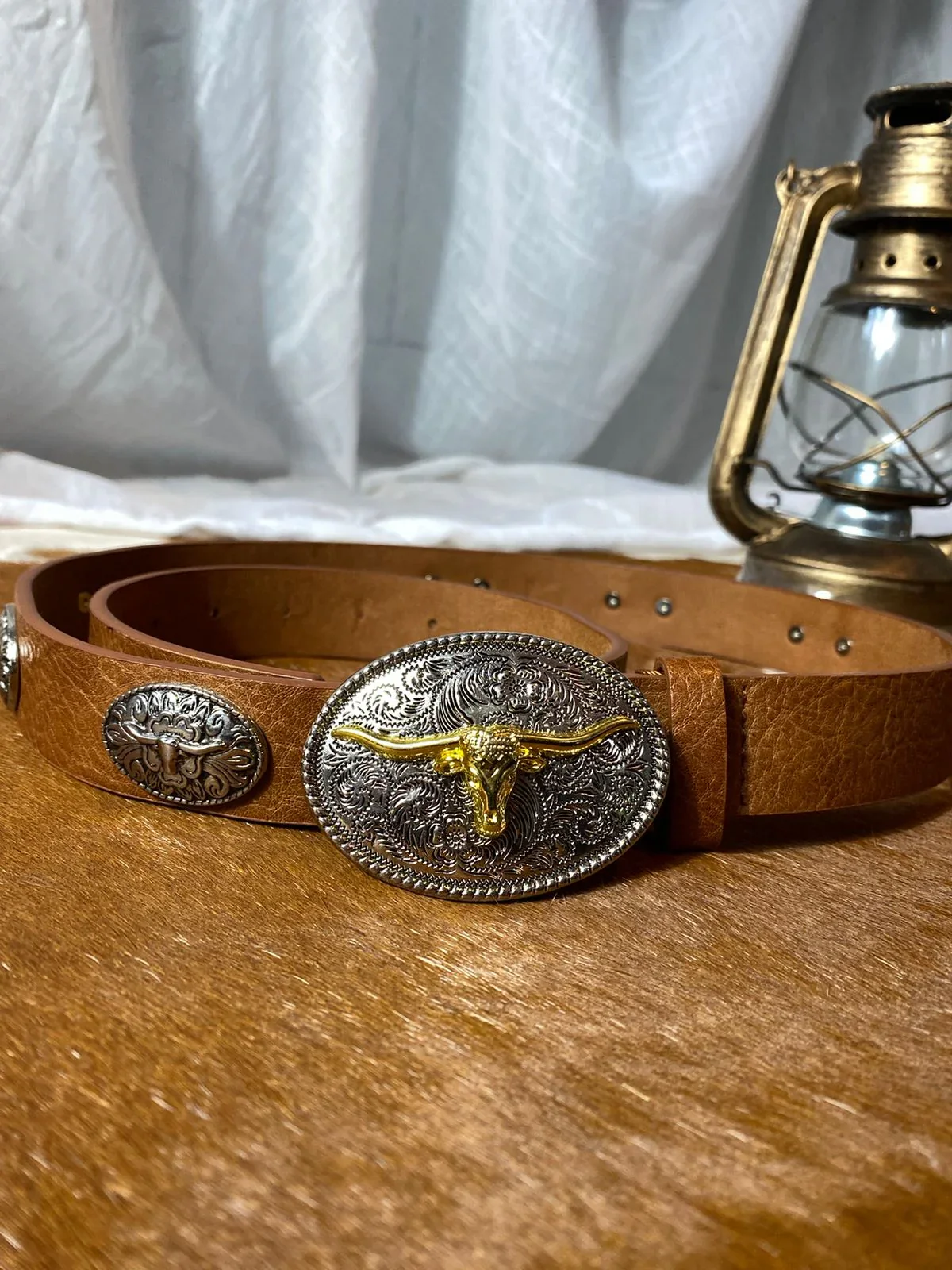 Cinto Com Fivelas Long Horn