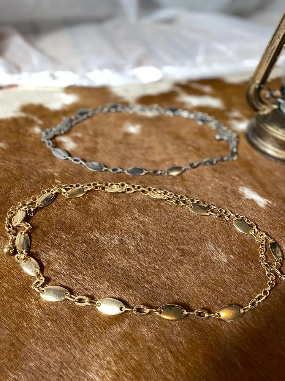 Cinto Correntinha Dourado e Prata